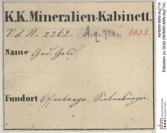 Etiketten zu Gold (NHMW-MIN-Aq714)